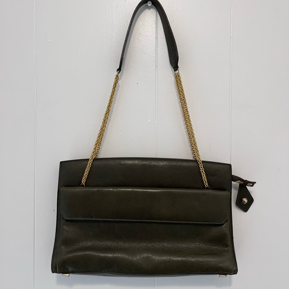 Vintage St John Green Leather Shoulder Bag
